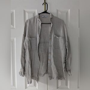 Linenfox Waffle Linen Button Down